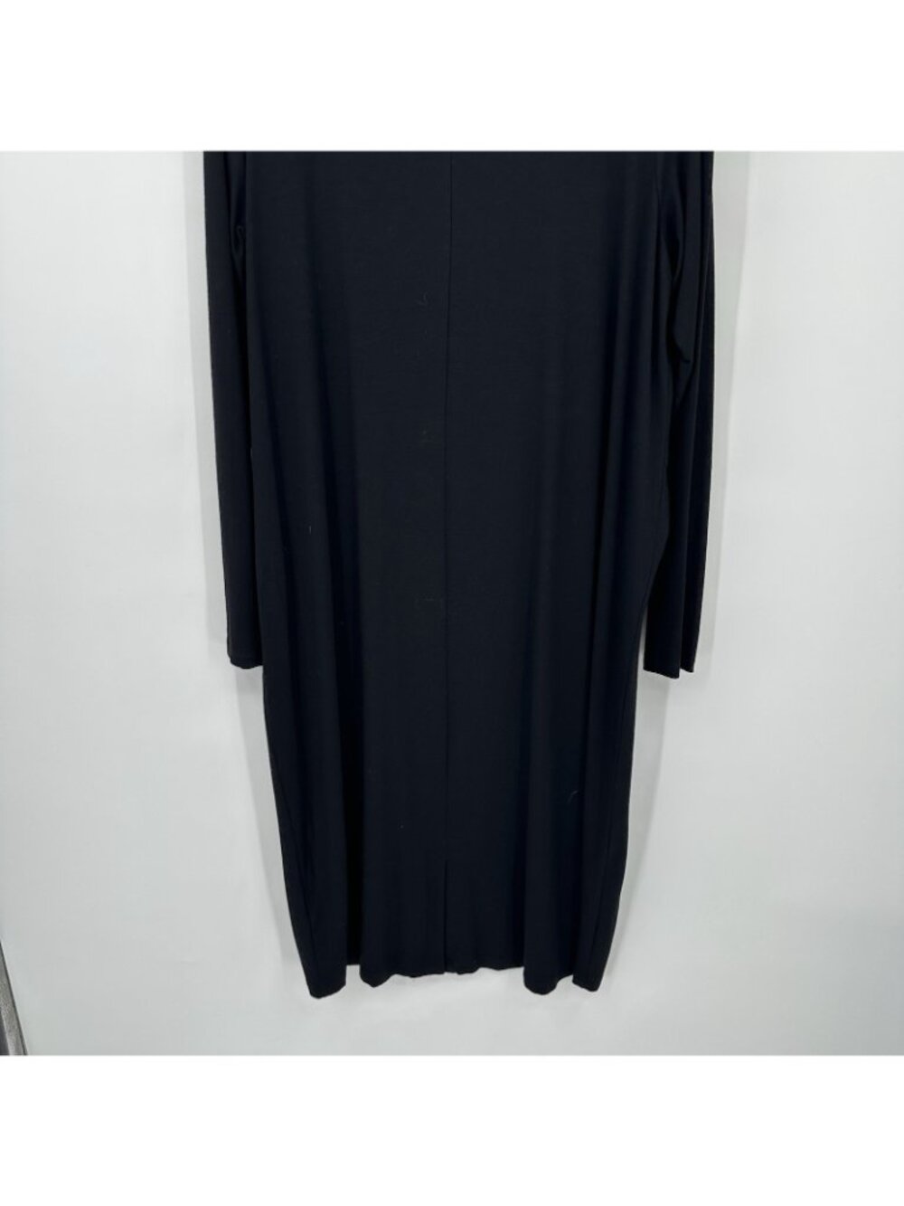 EILEEN FISHER MIDI DRESS long sleeve black LARGE minimalist knit coastal grandma - Picture 8 of 10